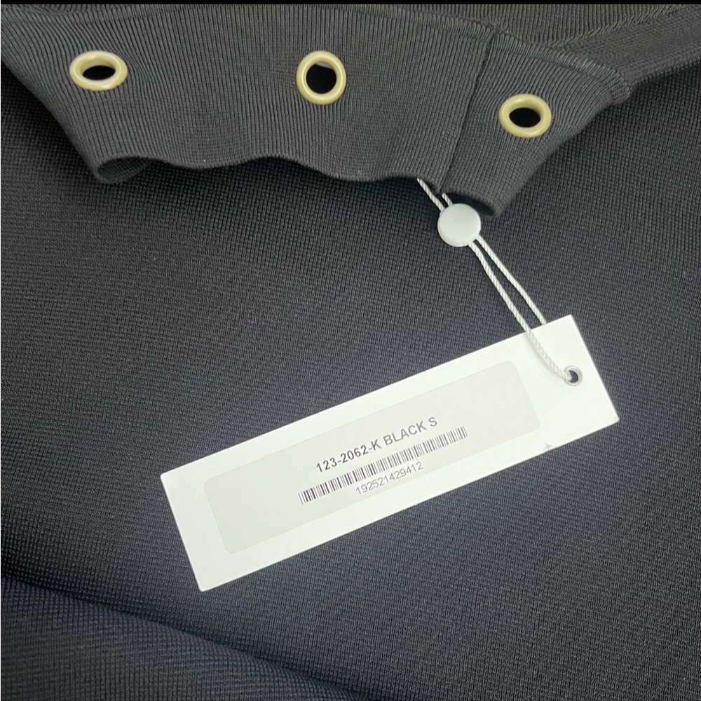 Jonathan Simkhai Mock Neck Grommet Scallop Hem Knit Top Black Size S - Picture 9 of 11